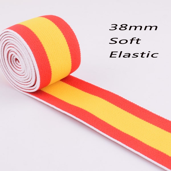 1.5‘’ Elastic Tape,Red Yellow Stripes Cotton Webbing,38mm Sewing Stretchy Band Ribbon Clothing Garment Accessories By The Yard