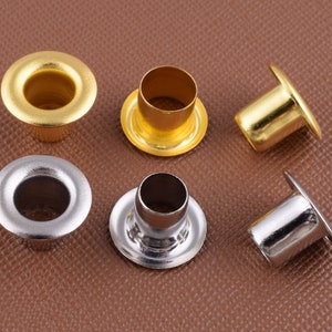 Small grommets eyelets,5*12mm Gold /silver eyelets with washer,Metal Round Eyelets Great for leather shoes canvas DIY making 100 sets