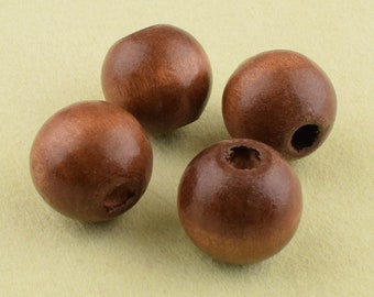 Wooden bead,16mm Brown wood Beads,Round Natural Wood beads,30 Pcs Large Hole DIY Craft Wood Beads,Boho wood bead For Jewelry Making