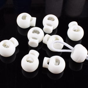 Cord Lock,White Plastic Cord Stopper Rope End Toggle Clip Buckle,Shoelace Sportswear Abbigliamento maschera di regolazione del cavo Accessori di regolazione del cavo