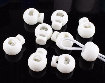 Cord Lock,White Plastic Cord Stopper Rope End Toggle Clip Buckle,Shoelace Sportswear Clothing mask cord adjustment Accessories