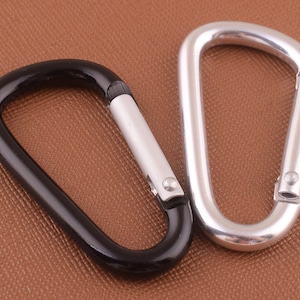 Black/Silver Aluminum Carabiner Key Ring, Camp Snap Hook  Clip,Hook Clasp With a solid screw