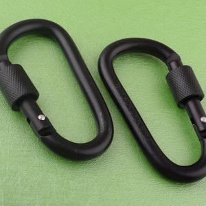 2 Pcs Aluminum Carabiner black Key Ring Carabiner keyring Clip Carabiner, Carabiner Hook Clasp Keychain