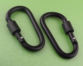 2 Stk Aluminium Karabiner schwarz Schlüsselanhänger Karabiner Schlüsselanhänger Clip Karabiner, Karabiner Haken Verschluss Schlüsselanhänger