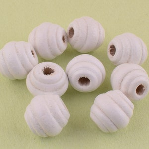 White round wood Beads,12*13 mm Threaded Wood beads Fluted wood beads,Natural Wood Beads Craft Wood Beads For Jewelry DIY Making.