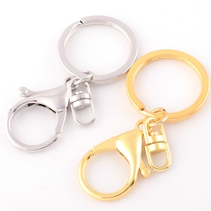 Silver Swivel Clasp Lobster With 30mm Split Ring,Strap Hook For Key Swivel Hook Keychains,Metal Trigger Lanyard Clip For Purse Accessories