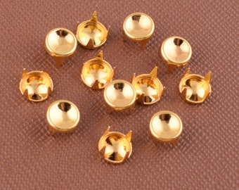 Gold Nailheads studs,6mm Small Round concave Claw rivet prong studs,Brass Metal Spikes Studs,Fashion Leather decorative claws rivet 200+ pcs