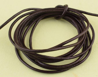 Cordón de cuero, 2 mm negro redondo cuero, natural cowhide cuero cordón de cuerda, cuero genuino pulsera de la marca para la fabricación de joyas