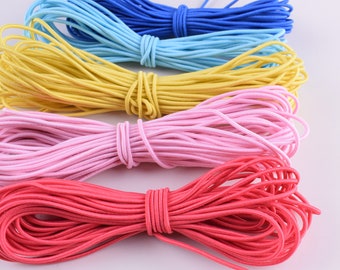 20 yards 1.5mm Elastic cord,Red/Pink/Yellow/Blue Flat Trim Elastic Draw rope for personalized mask clothing sewing Elastic garment accessory