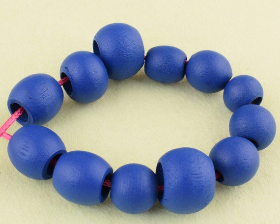Makramee Holzperlen Blaugrün – 50 Stück, 19 Mm, Loch 10 Mm, Für DIY, Girlanden & Deko