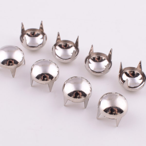 Clous griffe clous, 9mm Dôme rond rivets d'argent clous, 200 pcs Brass mode décoratif quatre pinces pinces clous pour le travail du cuir