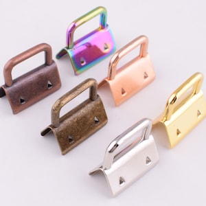 20 pcs Key fob hardware 1&quot; (25mm)Antique copper/Bronze/Silver/Rainbow/Rose gold/Gold Key chain ribbon webbing strap Fabric Key fob DIY