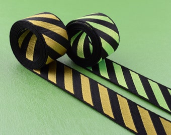 Nylon webbing,1 inch(25mm) Green/yellow black stripes ribbon safety webbing woven tape webbing for key fob lanyard dog collars DIY making