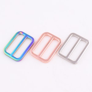 Regenbogen Square Center Bar Schnallen 1'' Slide Strap Schnallen 25mm Metall Einstellschnallen Stecker für Handtasche Webbing Gürtel liefert