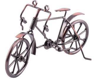 Vintage Metal Bike Model,Copper Bicycle Ornaments Desktop Crafts,Ironwork Bike Figurines Bicycle Home Office Decor for Boy Gifts