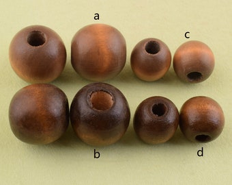 Large Hole Wooden Beads,20mm/15mm Brown Round wood Beads,Natural wood rosary beads,Wood Spacer Beads lanyard/Bracelet DIY making