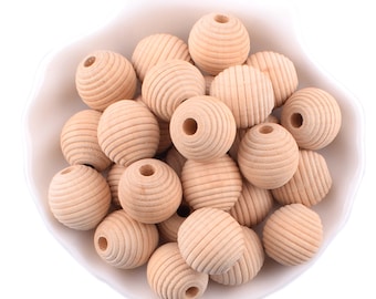 Screw Natural Wood Bead,5mm Hole Natural Unfinished Wooden Beads,18mm 19mm Threaded beads Beehive Unpainted beadwork and DIY crafts