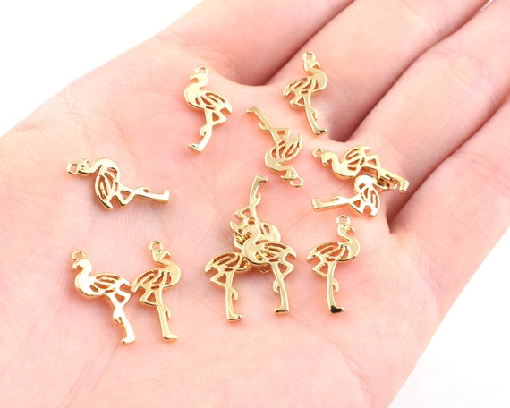 Flamingo Charms Pendant brass Birds Charm gold Charms Bulk