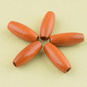 Orange wood beads,6*15 mm Long oval wood beads,Natural wood,Vintage beads Craft wood Beads For lanyard/curtain/necklace Jewelry DIY Making