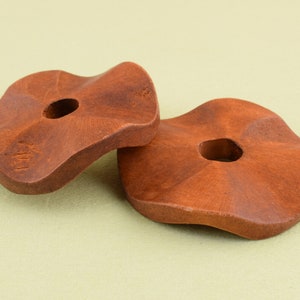 Wooden Beads,6 pcs Brown Round flat wood beads,Lotus leaf shape large wood beads,Natural Craft Wood Beads For DIY Making
