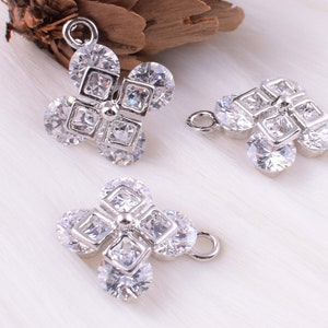 Cubic Zirconia Rhombus charm,15 mm CZ pave exquisite diamond rhombus jewelry charm pendants for necklace jewelry making 2 pcs (JB032)