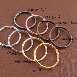 Split key rings,30mm eight colors round keychain rings double split rings,silver/rose gold//antique bronze key rings,Large key fob hardware