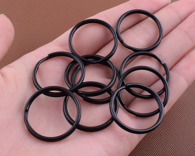Round key rings,1/'/' Black Iron O rings Double Split Keychain Rings,Metal loop buckle for charmslanyard DIY making hardware 40 Pcs 25mm