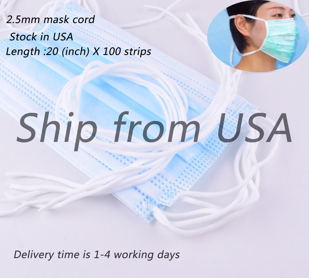 Elastic Cord for Mask,100 Pcs Soft White Round Stretch Cotton Rope