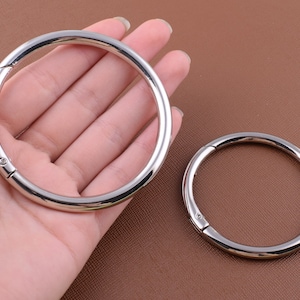Silber Spring Gate Ringe,4 Stk. 50/61 mm Großer Metall Druckknopf O-Ring,2 Zoll Rund Spring O Ring Schnallen,Lanyard Ringe Verschluss.