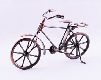 Vintage Metal Bicycle Model,Copper Decorative Bike Iron Classic Bicycle For Birthday Gift,Miniature Home Office Decoration Desktop Craft
