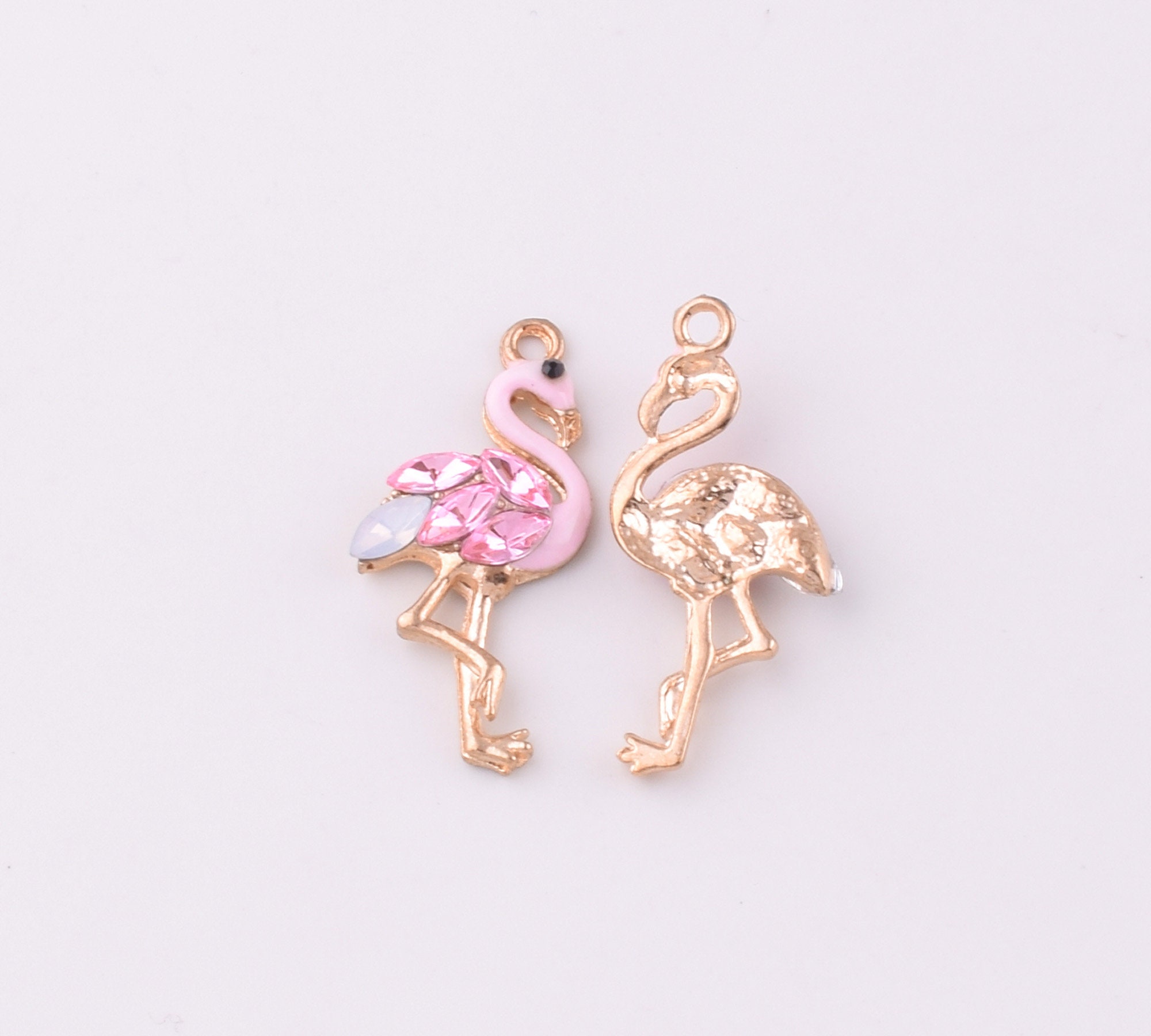 Flamingo charms pendantPink Birds charmenamel charms | Etsy