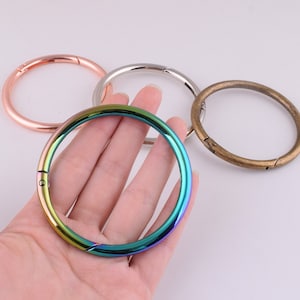 Large Spring gate rings,2 pcs 61mm Metal Push Snap Hook O-ring,Round Spring O Ring buckles clasp,Silver/bronze/rose gold/rainbow