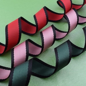 Nylon webbing decorative ribbon,1 inch(25mm)Green/pink/red stripes bag strap smooth soft woven tape for purse clothing gift wrapping making