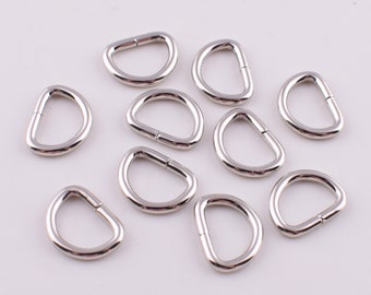 9mm Metal D-rings,100 pcs small silver D rings,Mini D loop D circles strap ring buckles for clothing leather DIY making,Hardware supplies