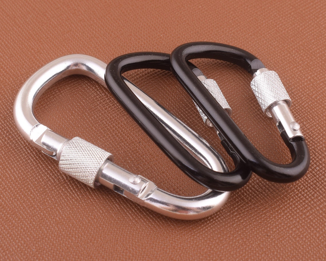 Black/silver large carabiner aluminum carabiner lock carabiner Etsy
