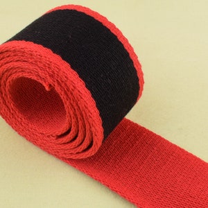 1.5&#39;&#39;(38mm) black and red stripes webbing,Bag strap webbing cotton ribbon woven tape handle bag Backpacks webbing,wholesale