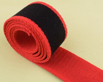 1.5''(38mm) black and red stripes webbing,Bag strap webbing cotton ribbon woven tape handle bag Backpacks webbing,wholesale