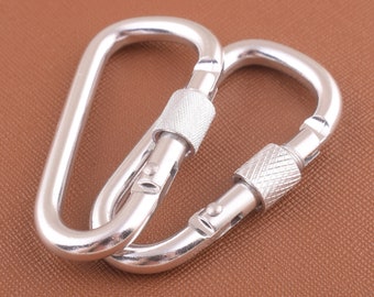 Le clasp de serrure de serrure de vis de vis de mousqueton argenté, anneau intérieur de clasqueur de mousqueton de 49mm, chaîne de serrure de serrure de mousqueton de sac, plassage lourd de crochet de mousqueton de service