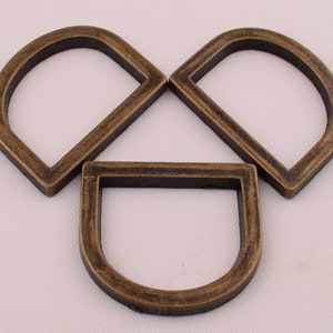 D Ring Bronze D-Ring Metal D Rings Webbing Belt Handbag Hardware 6 Pcs, 1 Inch(25mm*18mm)