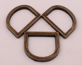 D Ring Bronze D-Ring Metal D Rings Webbing Belt Handbag Hardware 6 Pcs, 1 Inch(25mm*18mm)