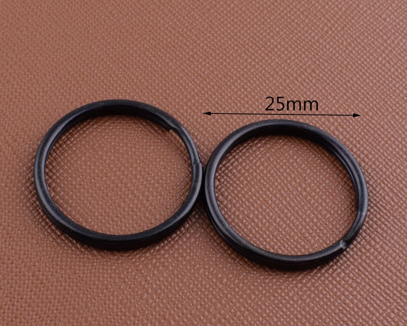Round key rings,1/'/' Black Iron O rings Double Split Keychain Rings,Metal loop buckle for charmslanyard DIY making hardware 40 Pcs 25mm