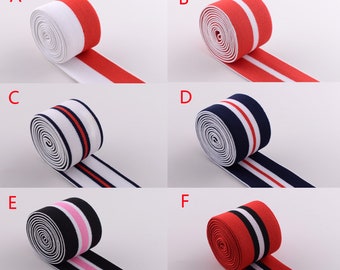 Stripes Elastic webbing Stripes Soft Elastic Ribbon 1.5&#39;&#39;( 38mm) stretchy band for belt hair clothing garment accessories by the yard