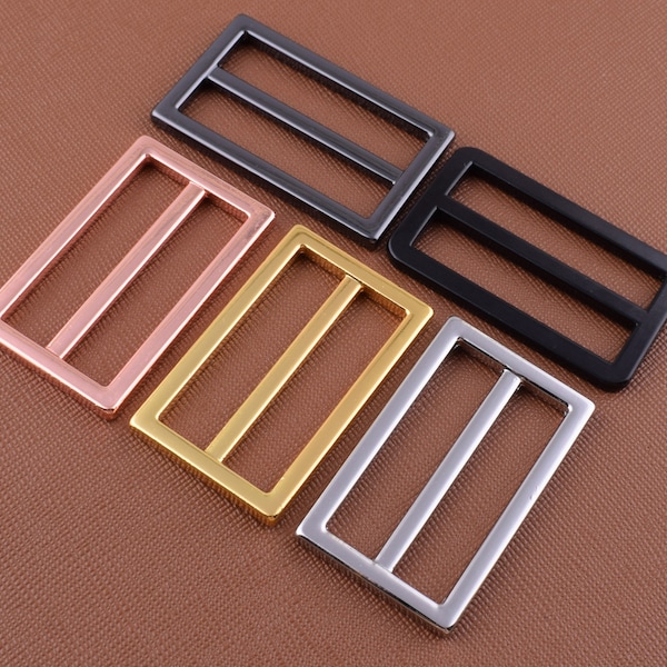 1.5'' Slide Strap Buckles,38mm Rectangular Center Bar Slider Belt Buckles,Rose gold/silver/black metal buckle for webbing belt making 6 pcs