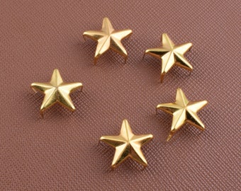 Nailheads studs,15mm Gold star 5 claw nails rivets fashion prong studs,Metal brass spikes studs for Leather purse shoes decorative 100 pcs