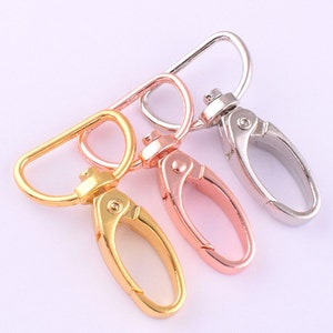 Swivel Snap Hooks Swivel Lobster Clasps 20mm Metal Push Gate Hooks Rose Gold Hooks Clasps Trigger Keychains Clasps for Lanyard/Purse Making