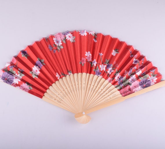 Hand Fans Chinese Silk Fans Red Flower Bamboo Folding Fans for Wedding  Party Gift,art Nouveau Style Folding Hand Fan Handheld for Summer 