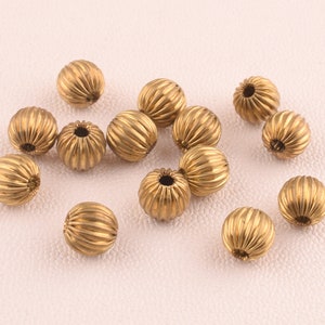 Gold Corrugated beads,6mm Small Round spacer beads,Gold macrame beads,DIY Craft Metal Fluted Beads for jewelry DIY making 50 Pcs