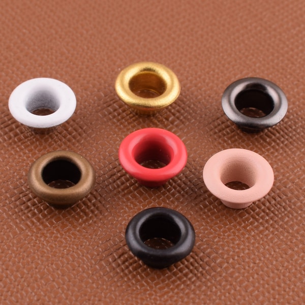 Eyelet Grommets with washer 4 mm small brass Grommets eyelets,Metal round eyelets for belt/collar/shoes/Leather working 100 pcs