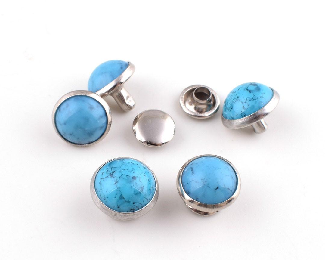 Turquoise Rivets,1112mm Double Cap Stone Dome Rivets,large Blue Stone