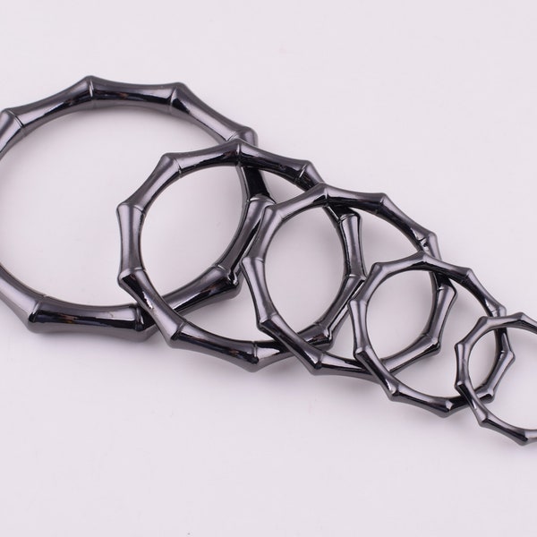 Metal O rings,Bamboo shaped o-rings charm,Black Non-welded seamless loops craft circle rings for purse/handbag DIY 19mm 25mm 32mm 38mm 49mm